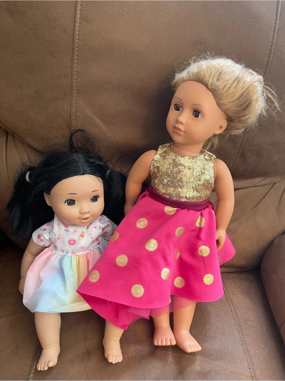 Fashion Play Doll in Pink & Gold Party Dress - Brand Unspecified